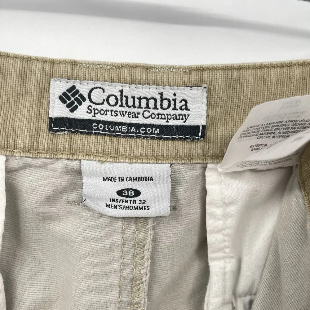 Columbia 38x32 Utility Pants Mens Tan Cotton Rugged Cargo Hiking AM8431‎